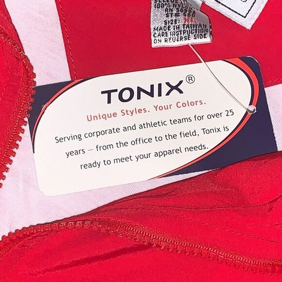 Tonix Mens XL Athletic‎ Full Zip Front Running Jacket Windbreaker Red Nylon NWT - Picture 3 of 6